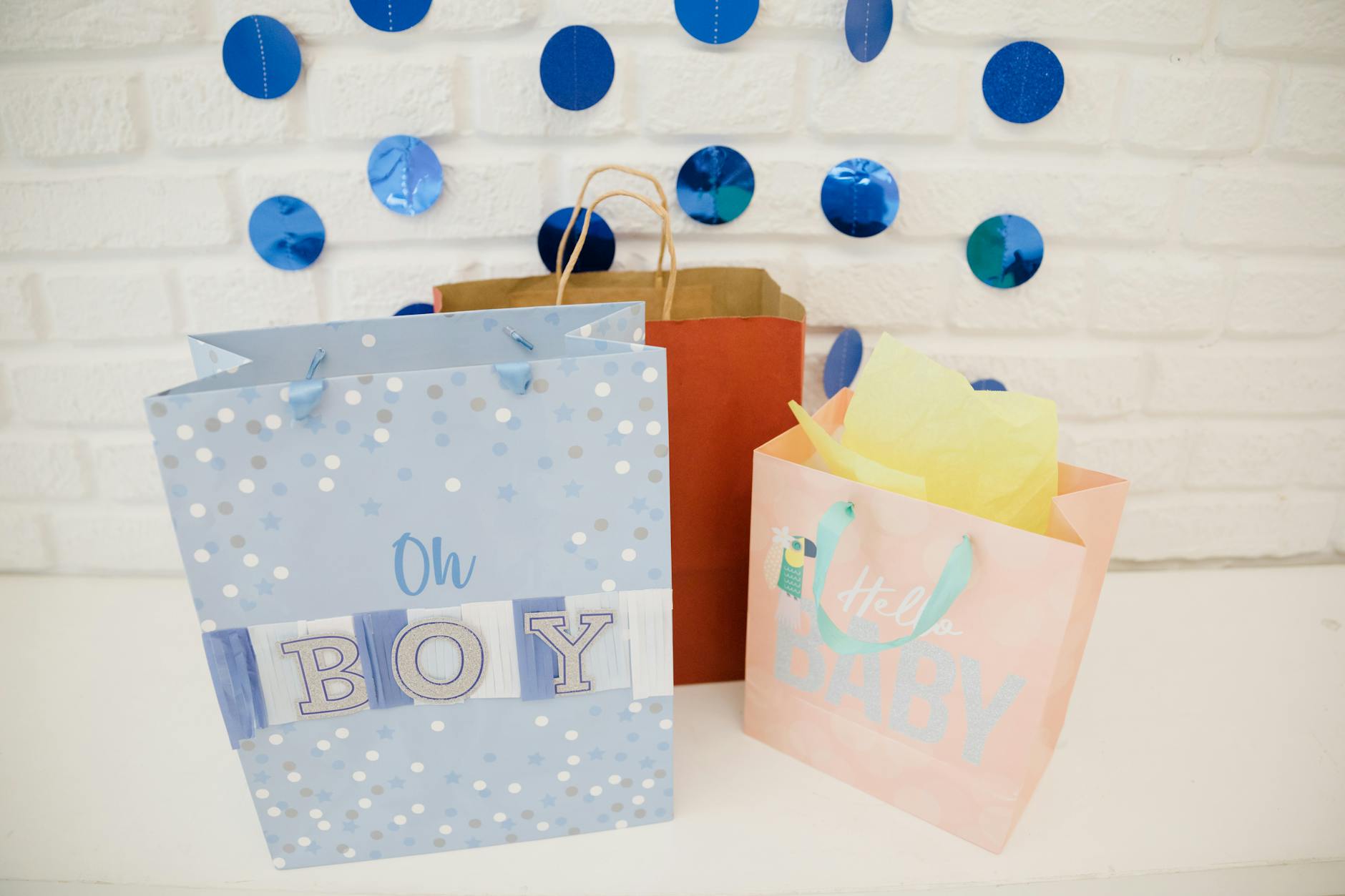 gift bags at a baby shower party